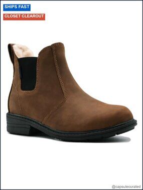 Women's Waterproof Leather Wool Lined Chelsea Winter Boots
